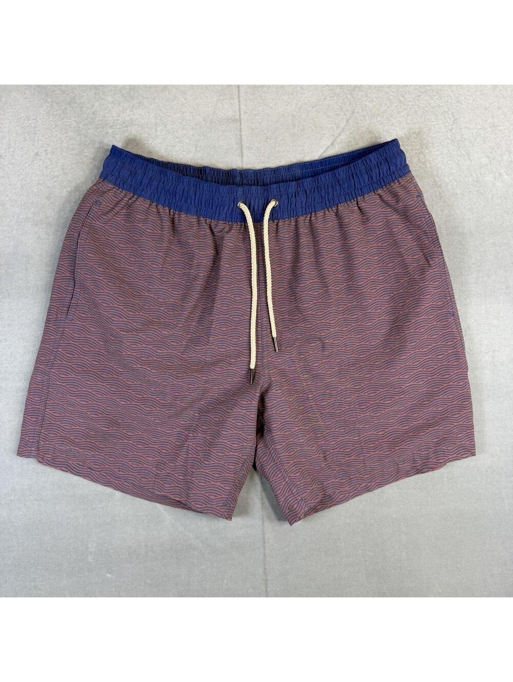 Fair Harbor Swim Trunks Mens XL Red Blue 7" Inseam Boxer Lined